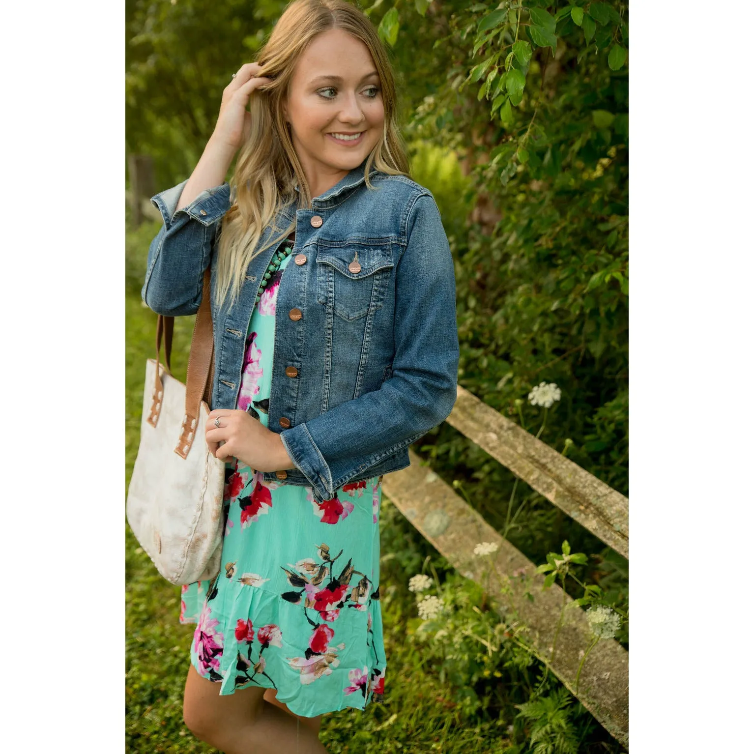 Aqua Floral Tank Dress