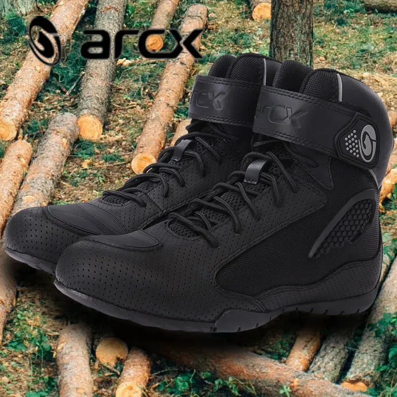 ARC New Fashion Summer Breathable Leather Motorcycle Shoes Ventilate Ankle Motorbike Sport Boots