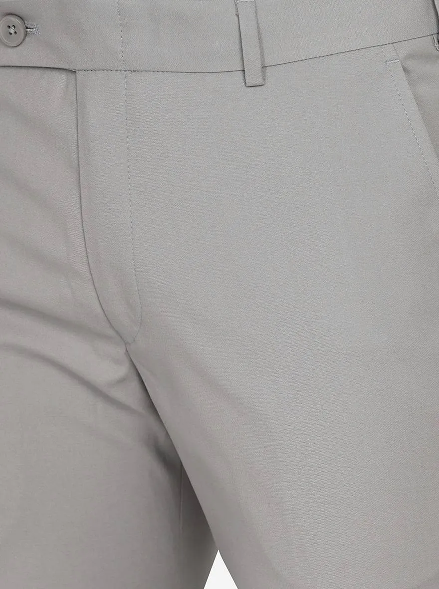 Ash Grey Solid Slim Fit Formal Trouser | Greenfibre