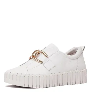 Bage White Leather Sneakers