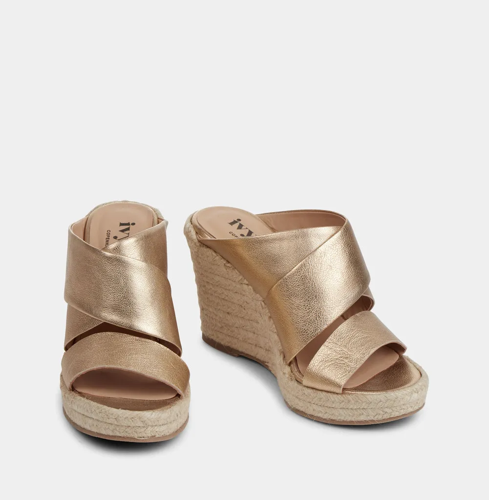 Bella Gold Espadrille Mules