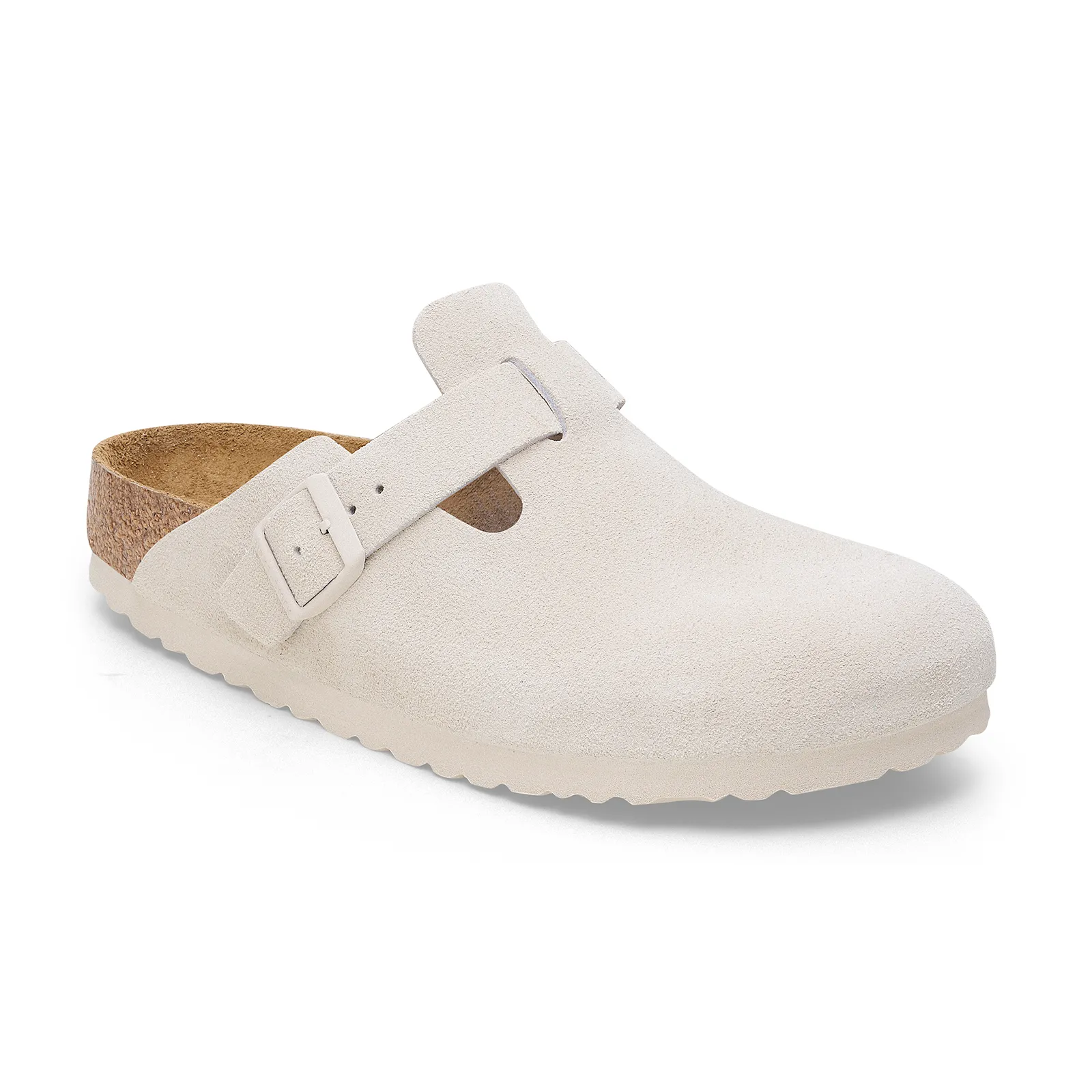 Birkenstock Boston Soft Footbed Narrow Clog (Women) - Antique White Suede