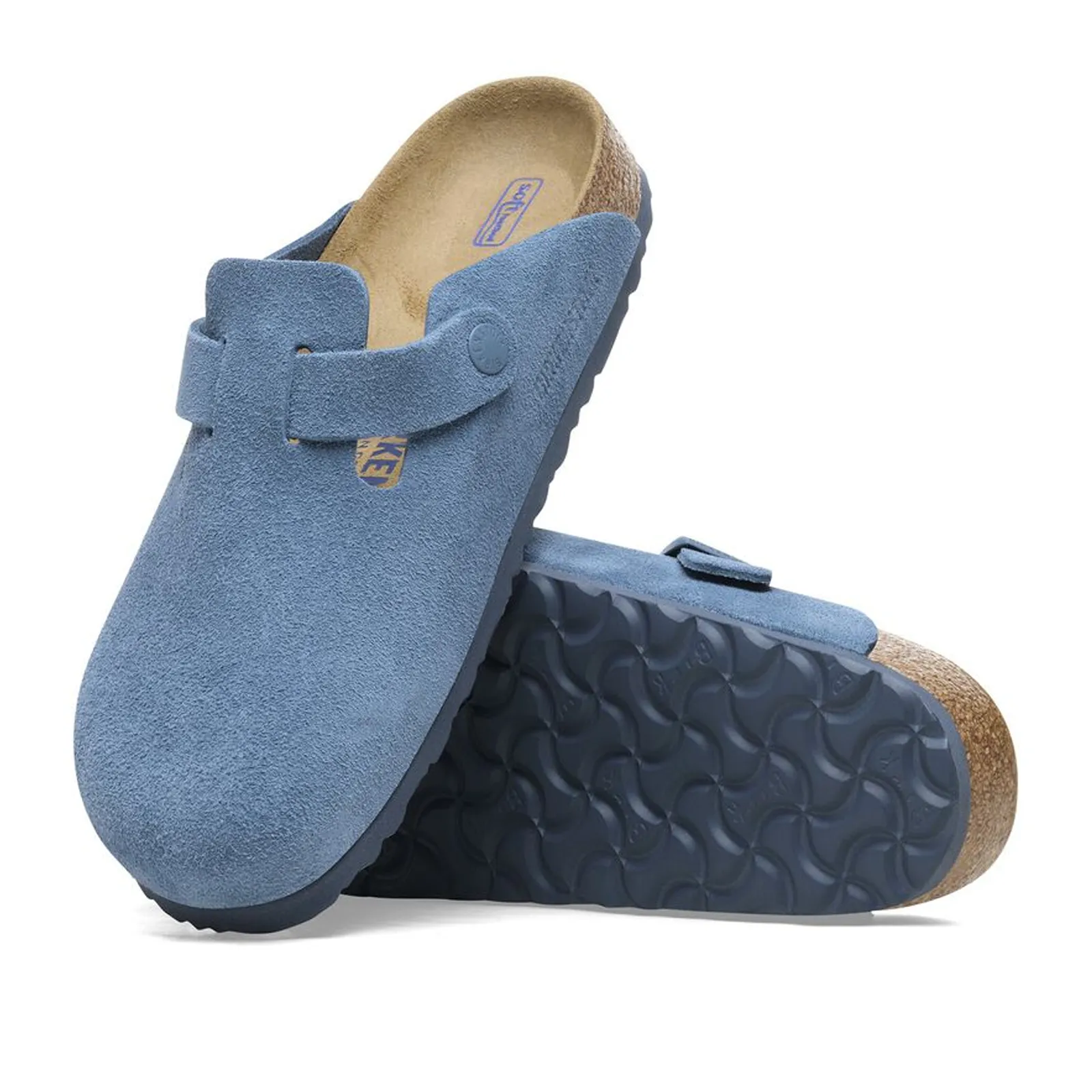 Birkenstock Boston Soft Footbed Narrow Clog (Women) - Elemental Blue Suede