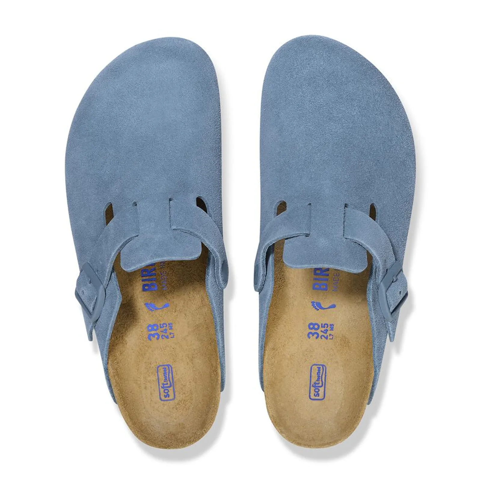 Birkenstock Boston Soft Footbed Narrow Clog (Women) - Elemental Blue Suede