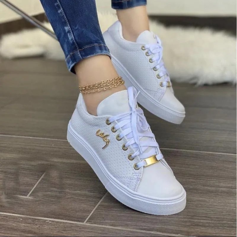 Breathable Lace Up Women Flat Sneakers - Shoes for Girls