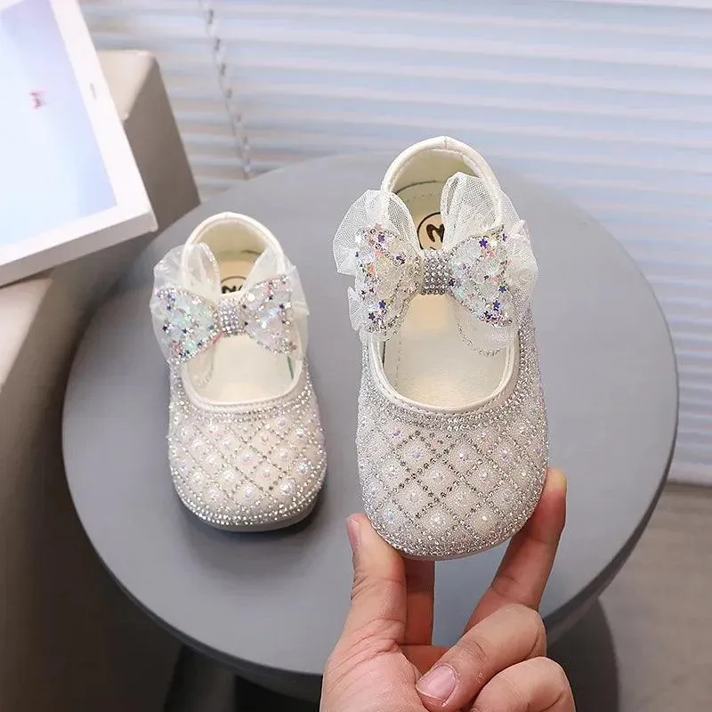 Children's Casual Shoes with Rhinestone Mesh Bow - TSS268