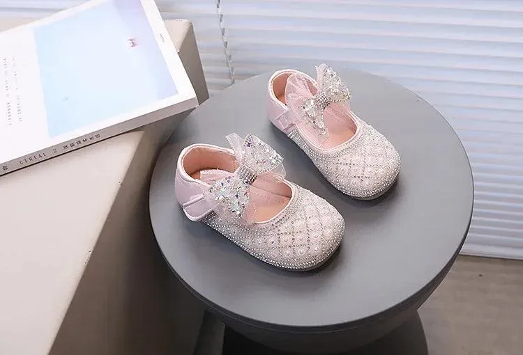 Children's Casual Shoes with Rhinestone Mesh Bow - TSS268