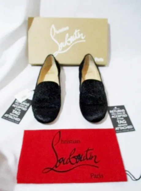 CHRISTIAN LOUBOUTIN FLAT PONY SHOE 36.5 / 6 BLACK ASTRAKAN Loafer