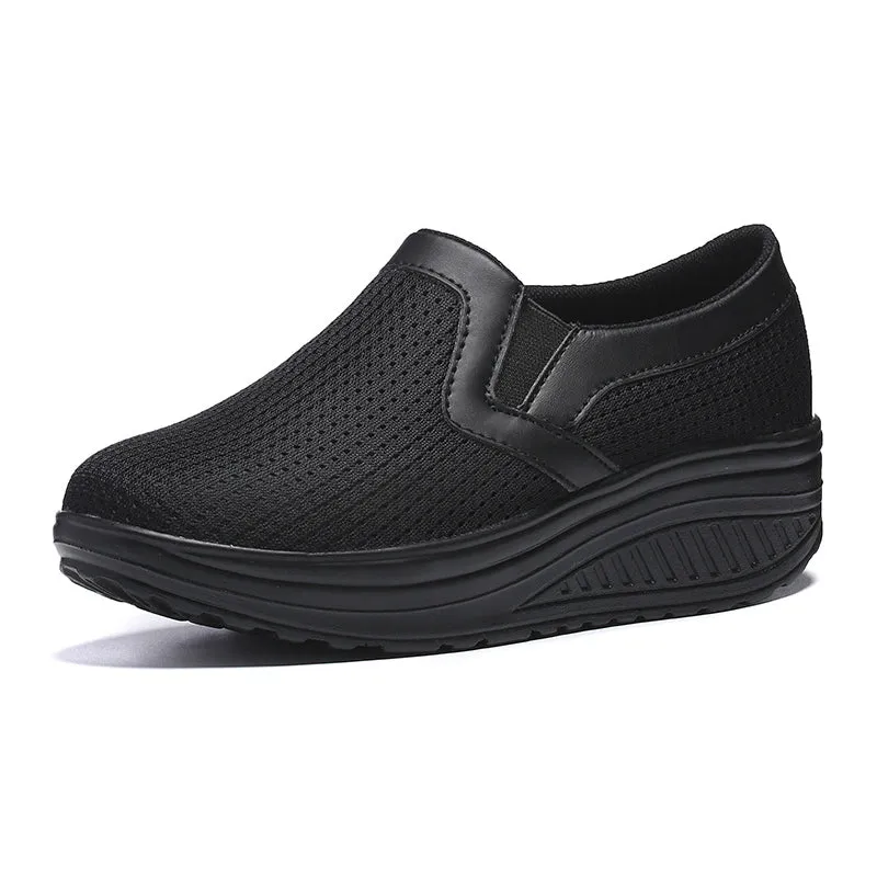 Cilool Slip-on Walking Shoes Mesh Breathe Air Cushion Sock Sneakers