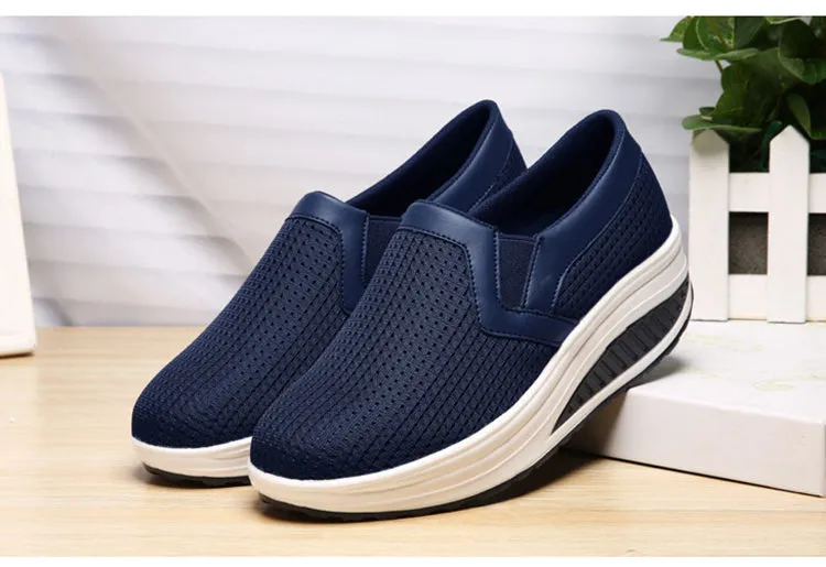 Cilool Slip-on Walking Shoes Mesh Breathe Air Cushion Sock Sneakers