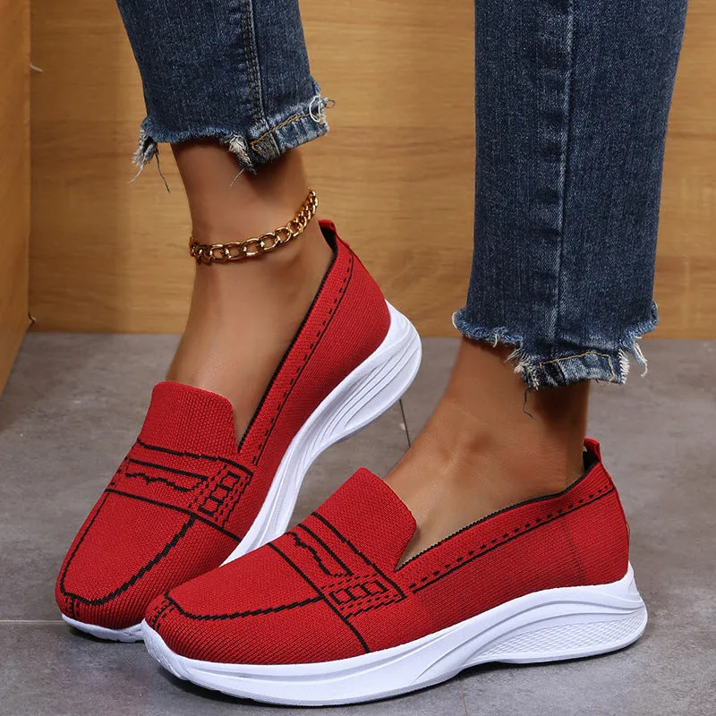 Comfort walking flyknit slip on shoes for women | lightweight shoes