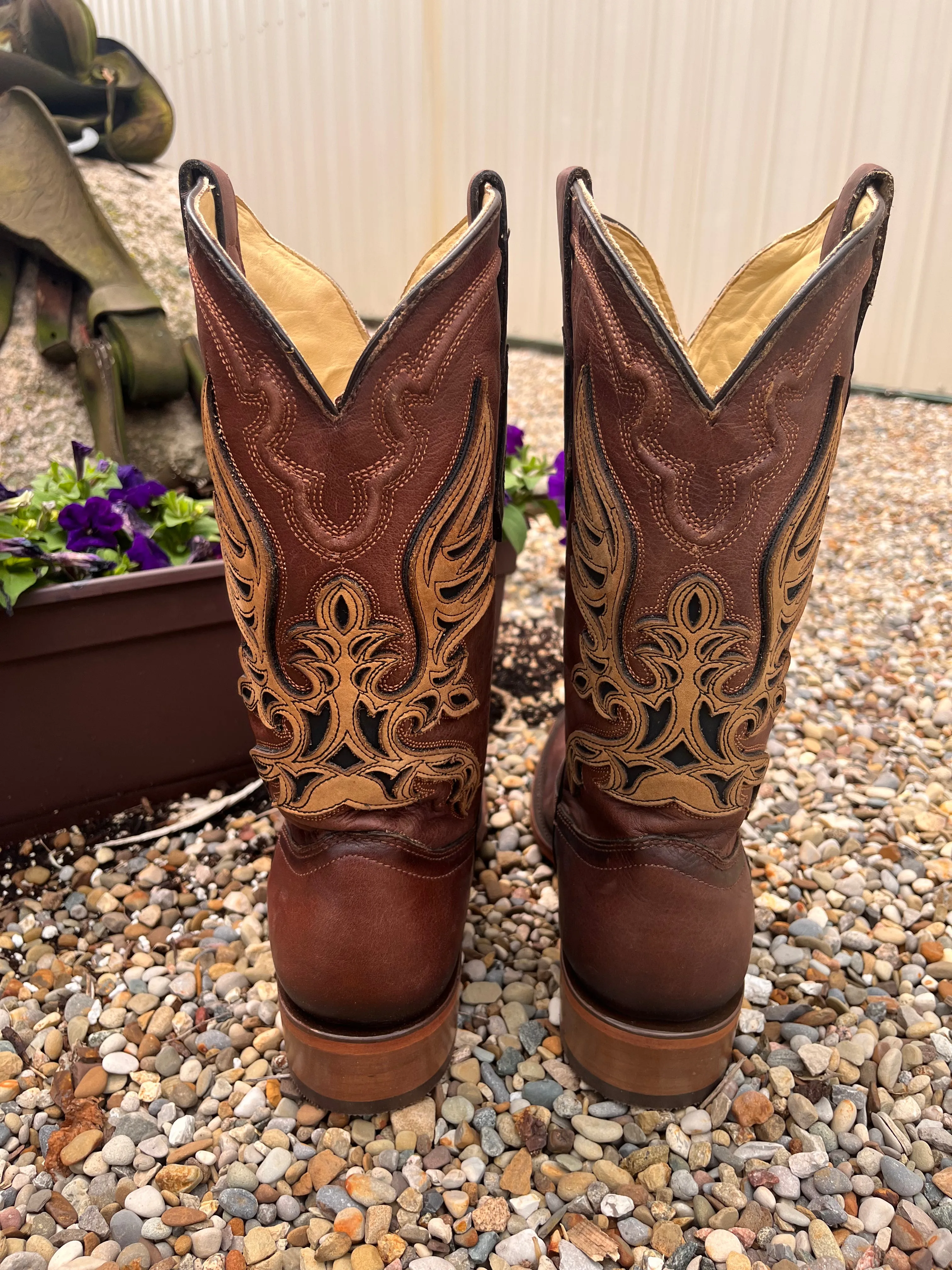 Corral Men's Brown Overlay Square Toe Cowboy Boots C4022