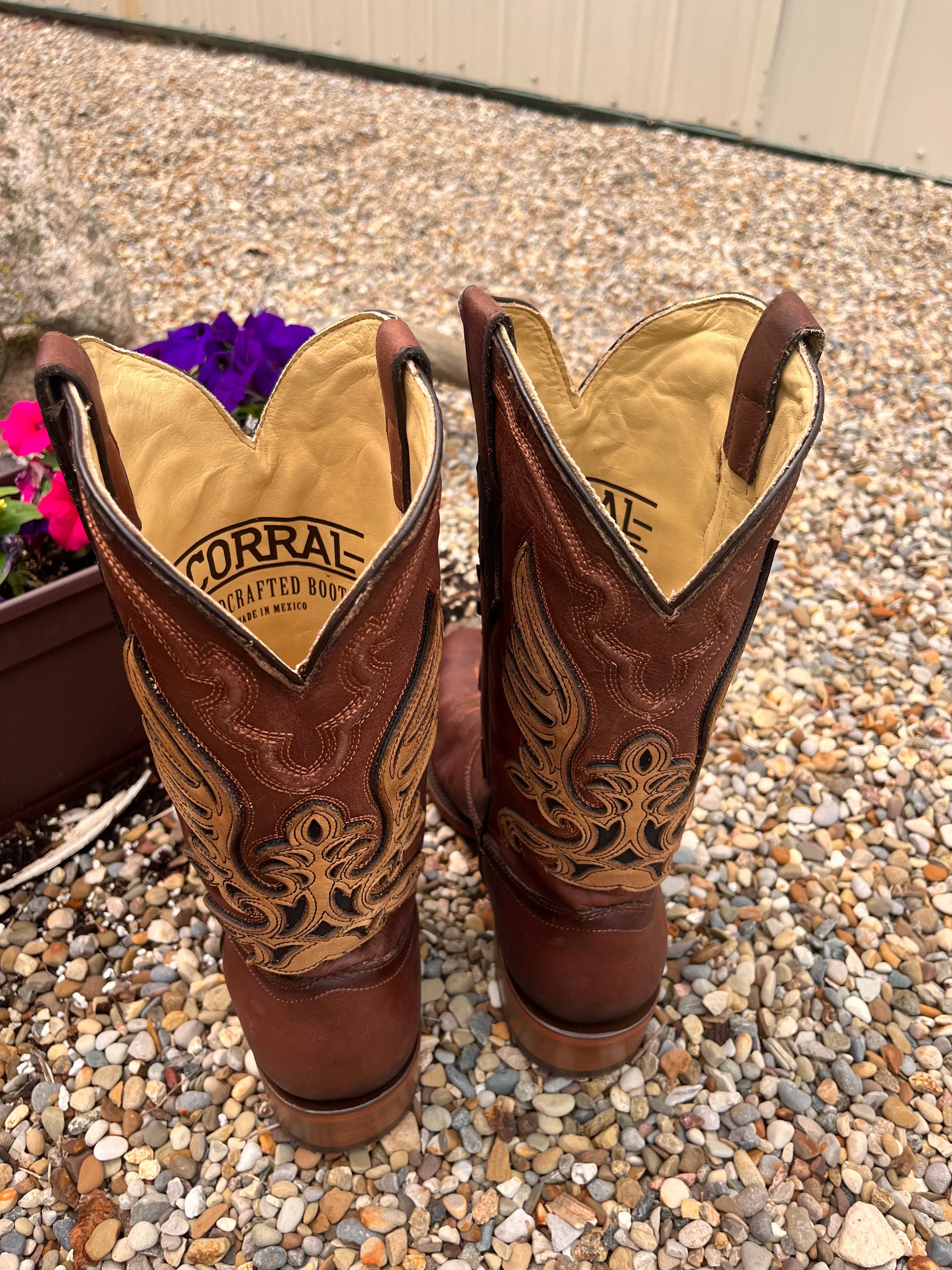 Corral Men's Brown Overlay Square Toe Cowboy Boots C4022