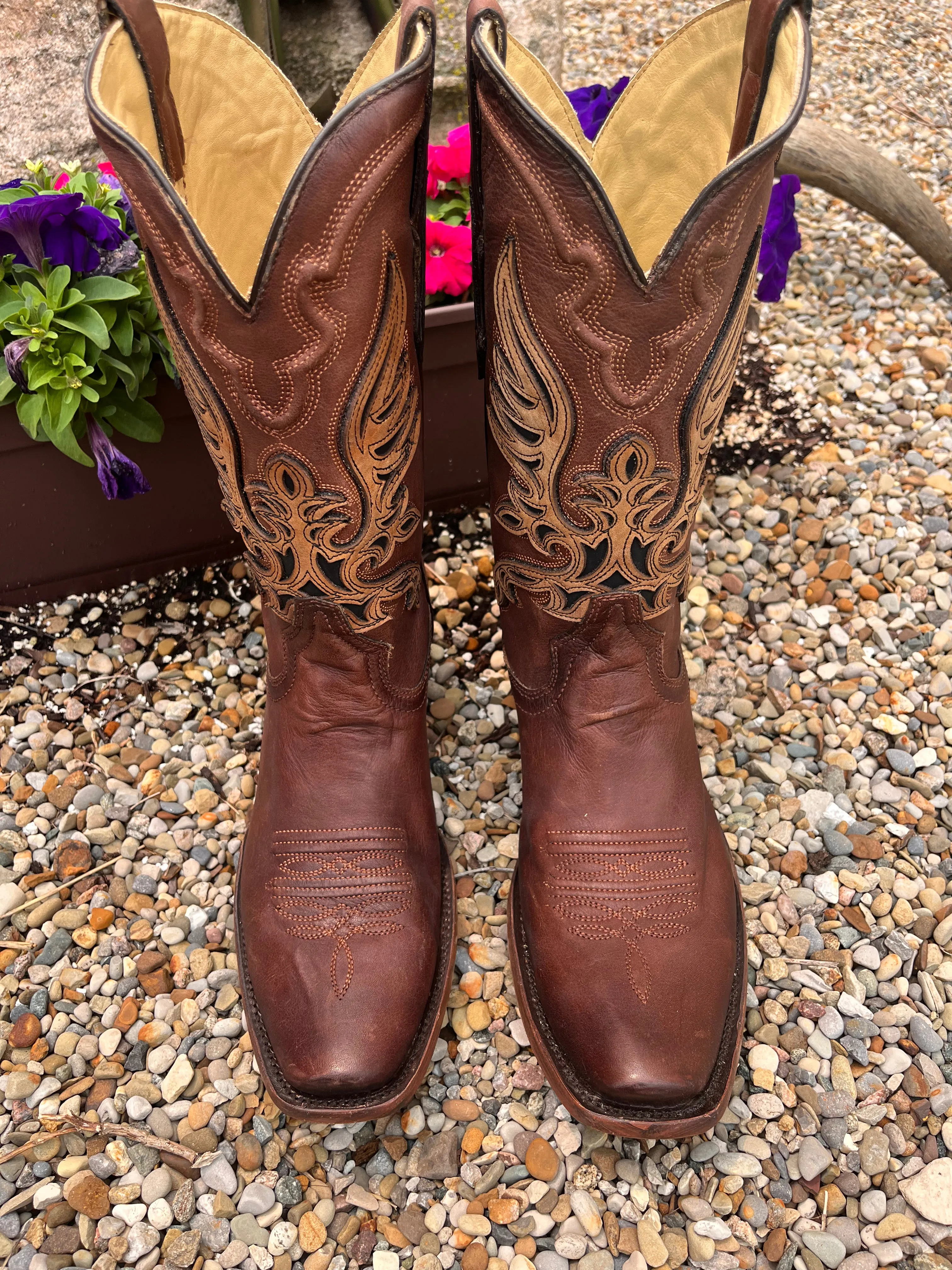 Corral Men's Brown Overlay Square Toe Cowboy Boots C4022