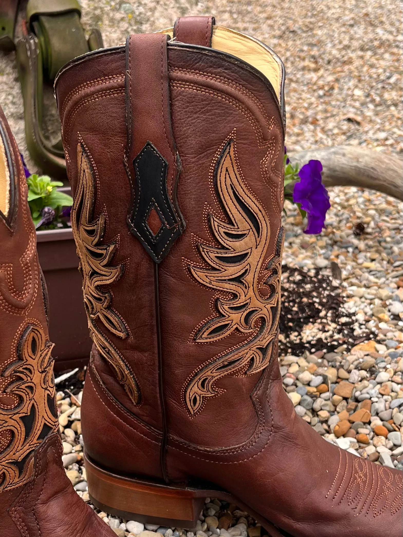 Corral Men's Brown Overlay Square Toe Cowboy Boots C4022