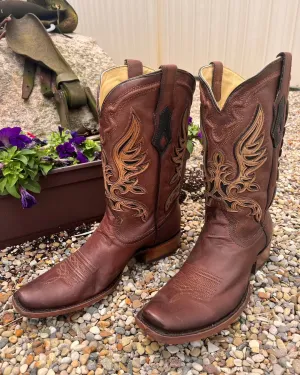 Corral Men's Brown Overlay Square Toe Cowboy Boots C4022