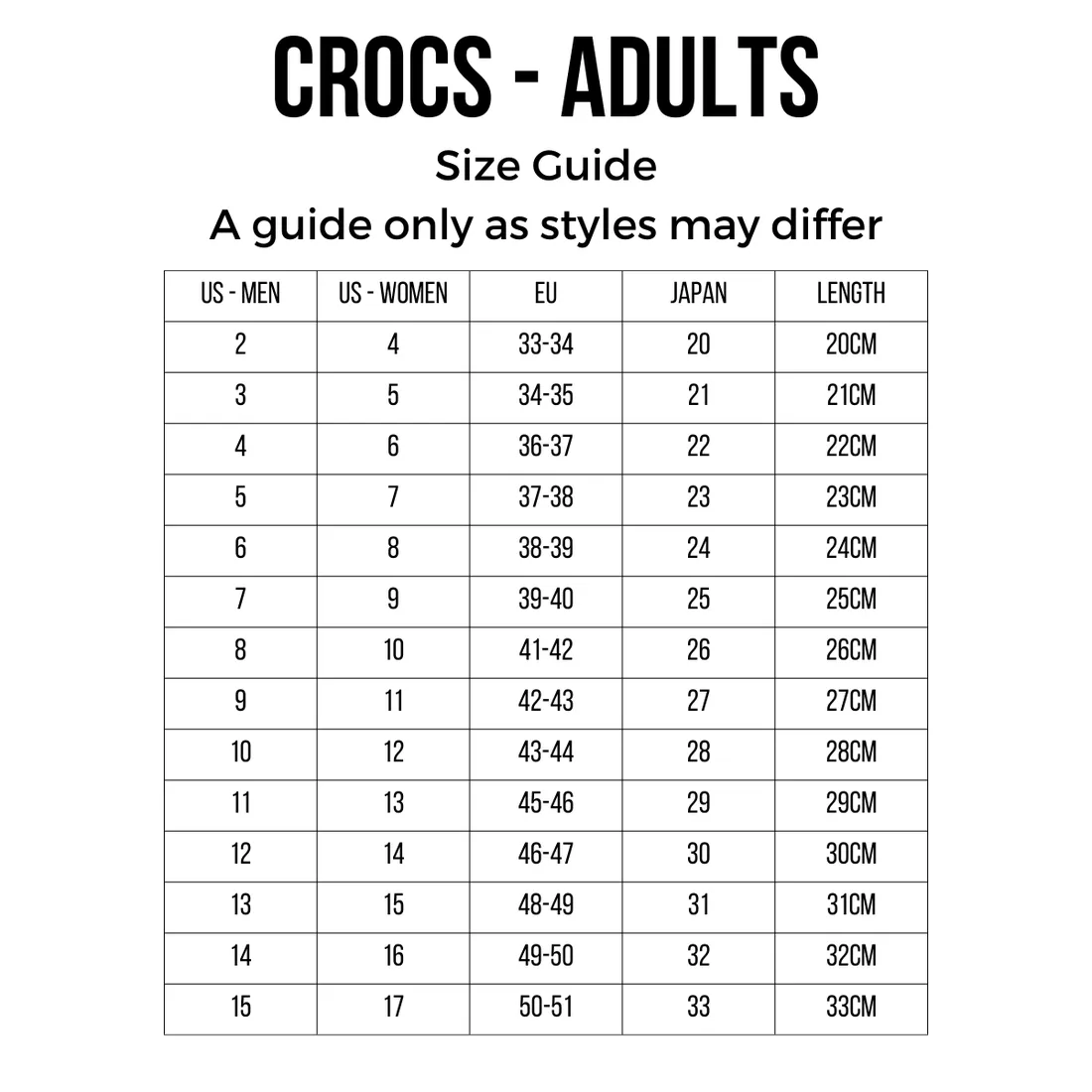 Crocs - Classic Clog Black Adults womens & mens