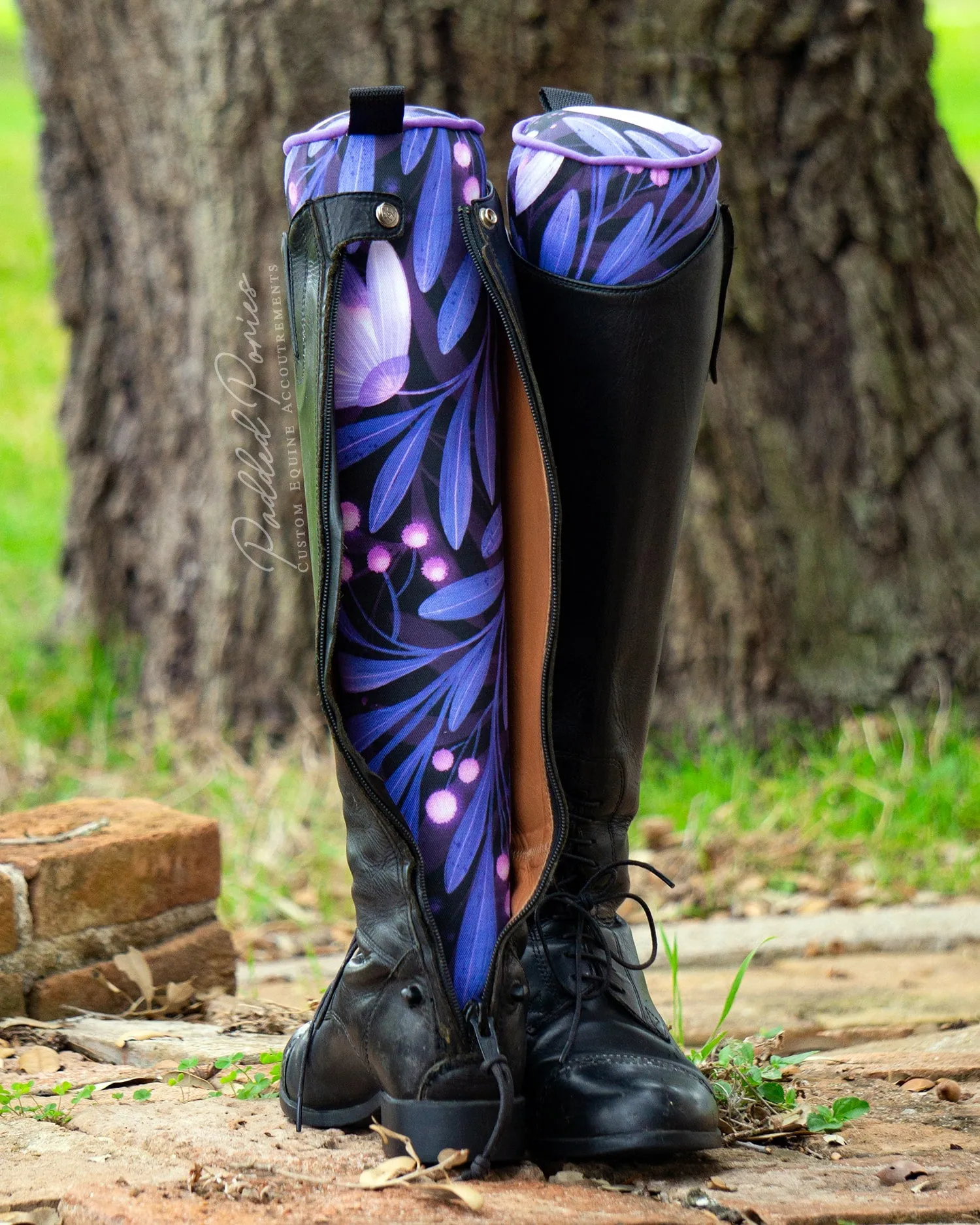 Custom Purple Moonflowers English Boot Trees