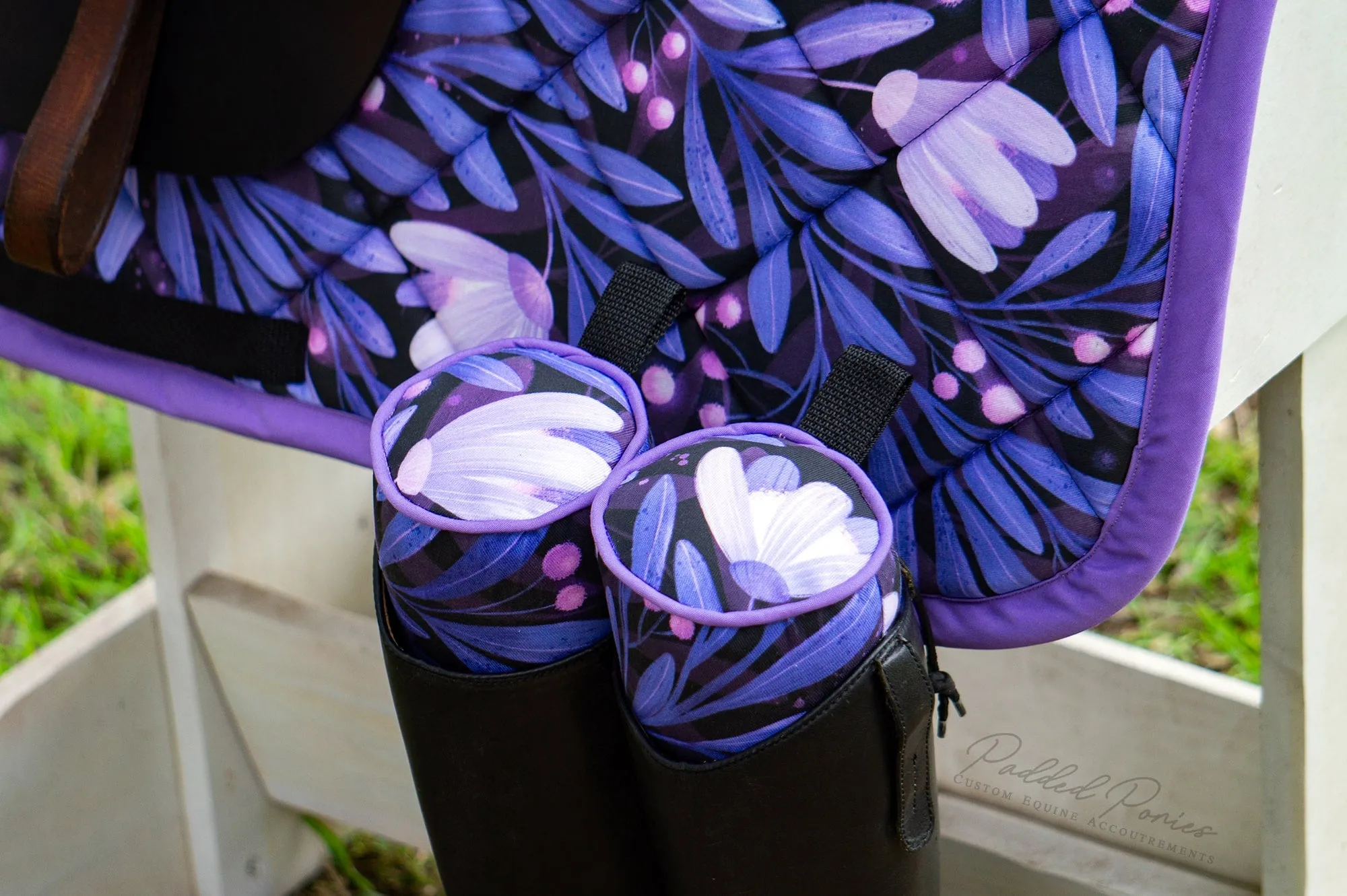 Custom Purple Moonflowers English Boot Trees