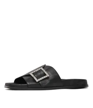 Daisee Black Leather Slides