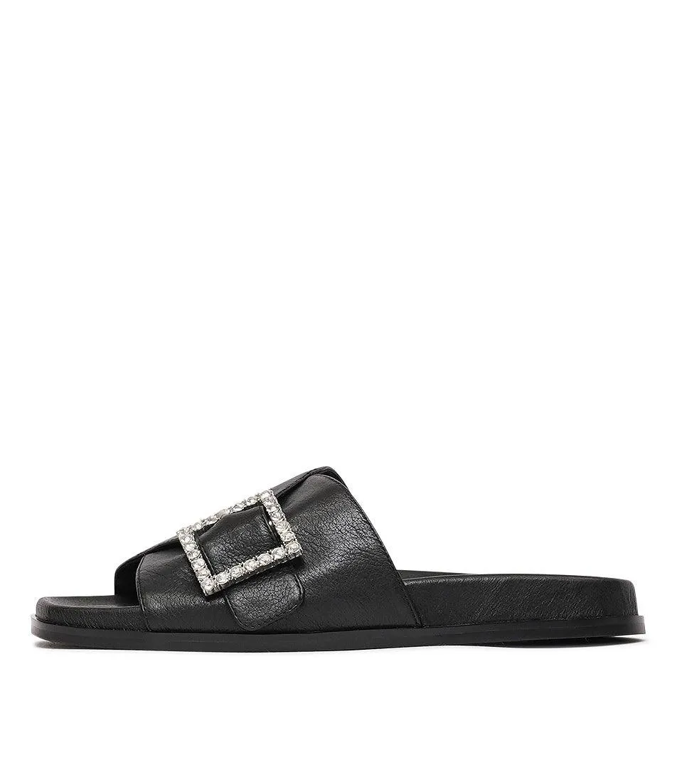 Daisee Black Leather Slides