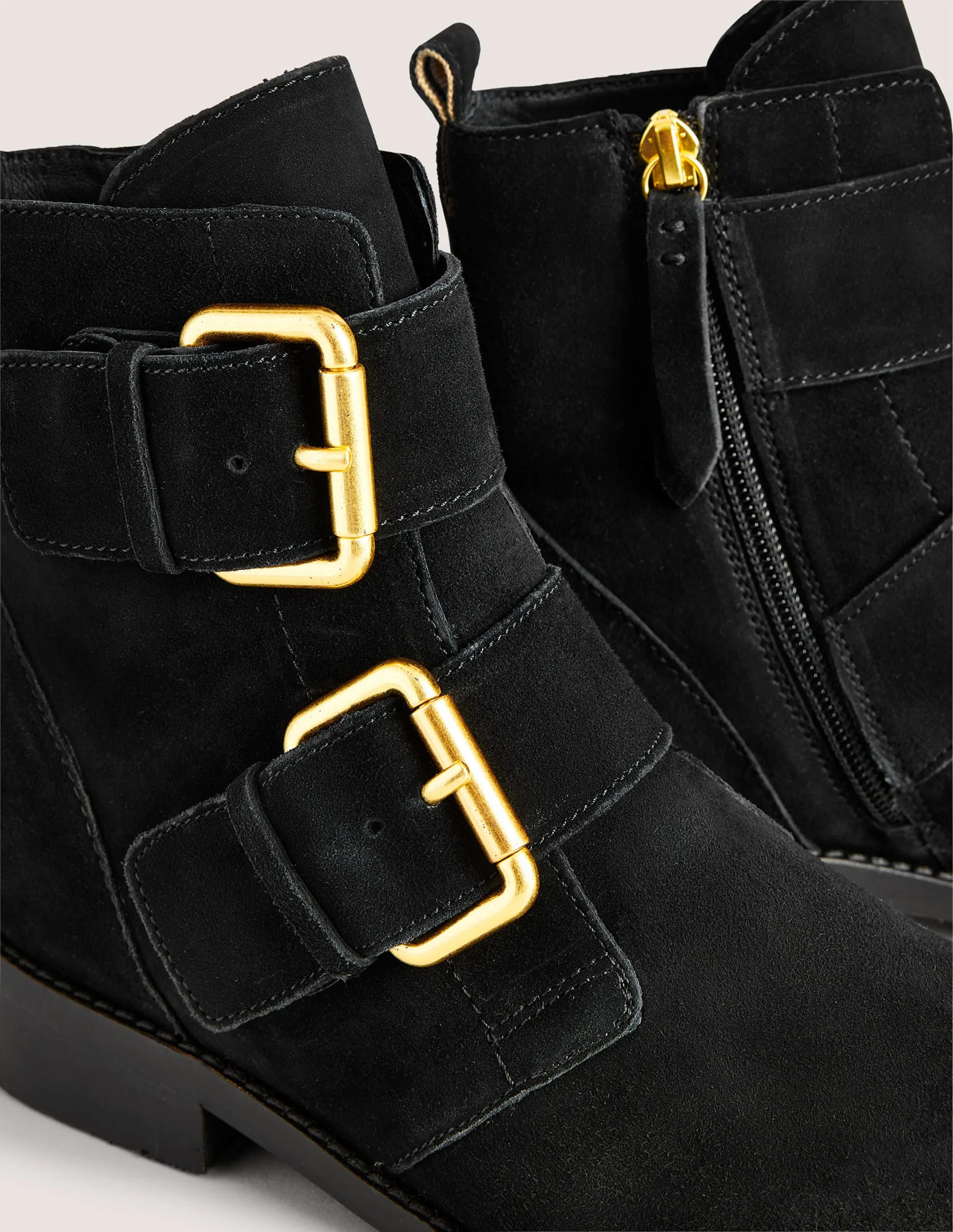 Double Buckle Ankle Boots-Black