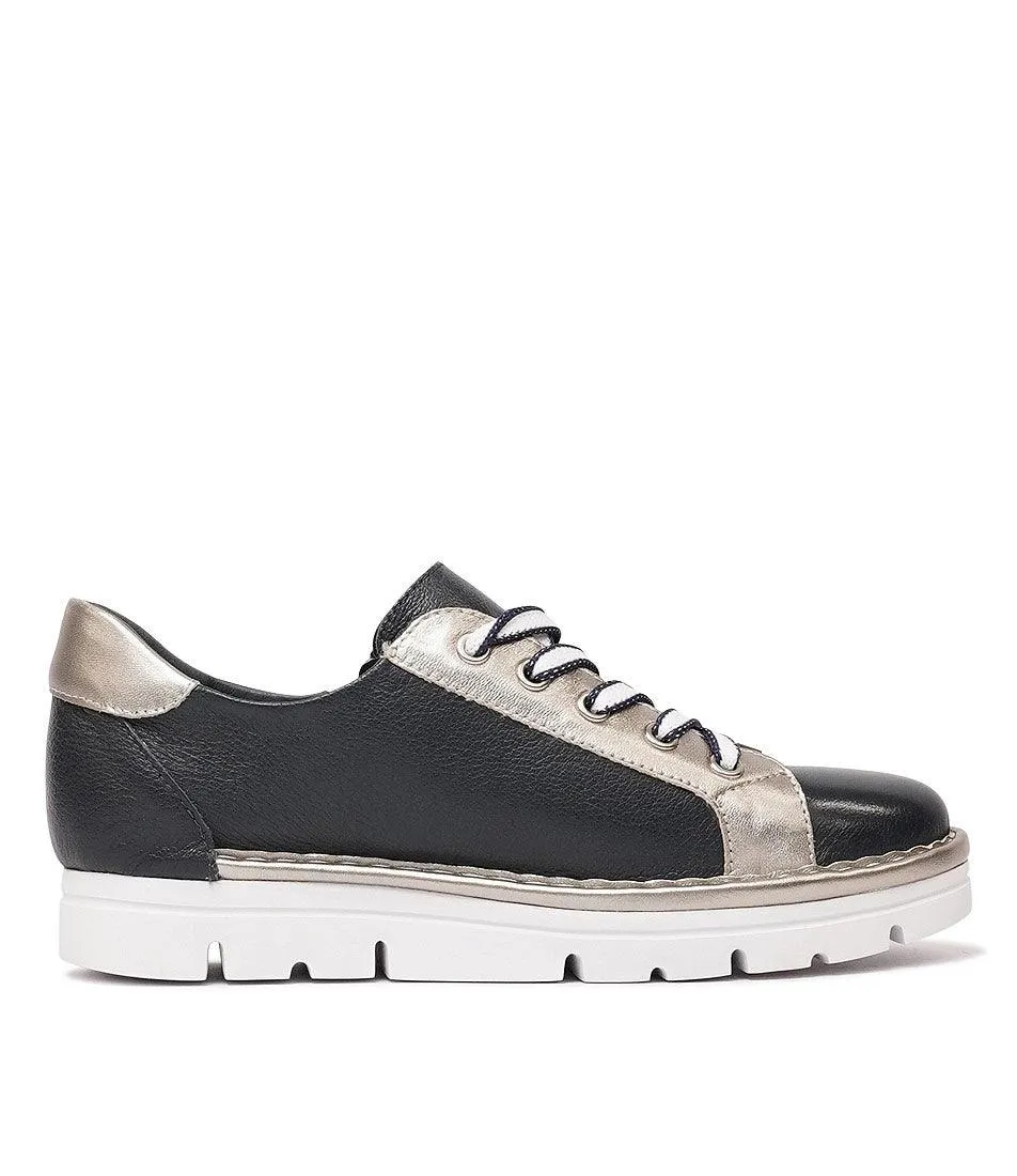 Elos Navy/Argento Leather Sneakers