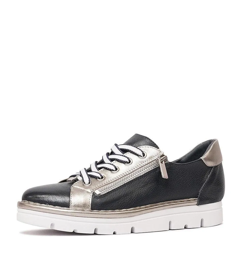 Elos Navy/Argento Leather Sneakers