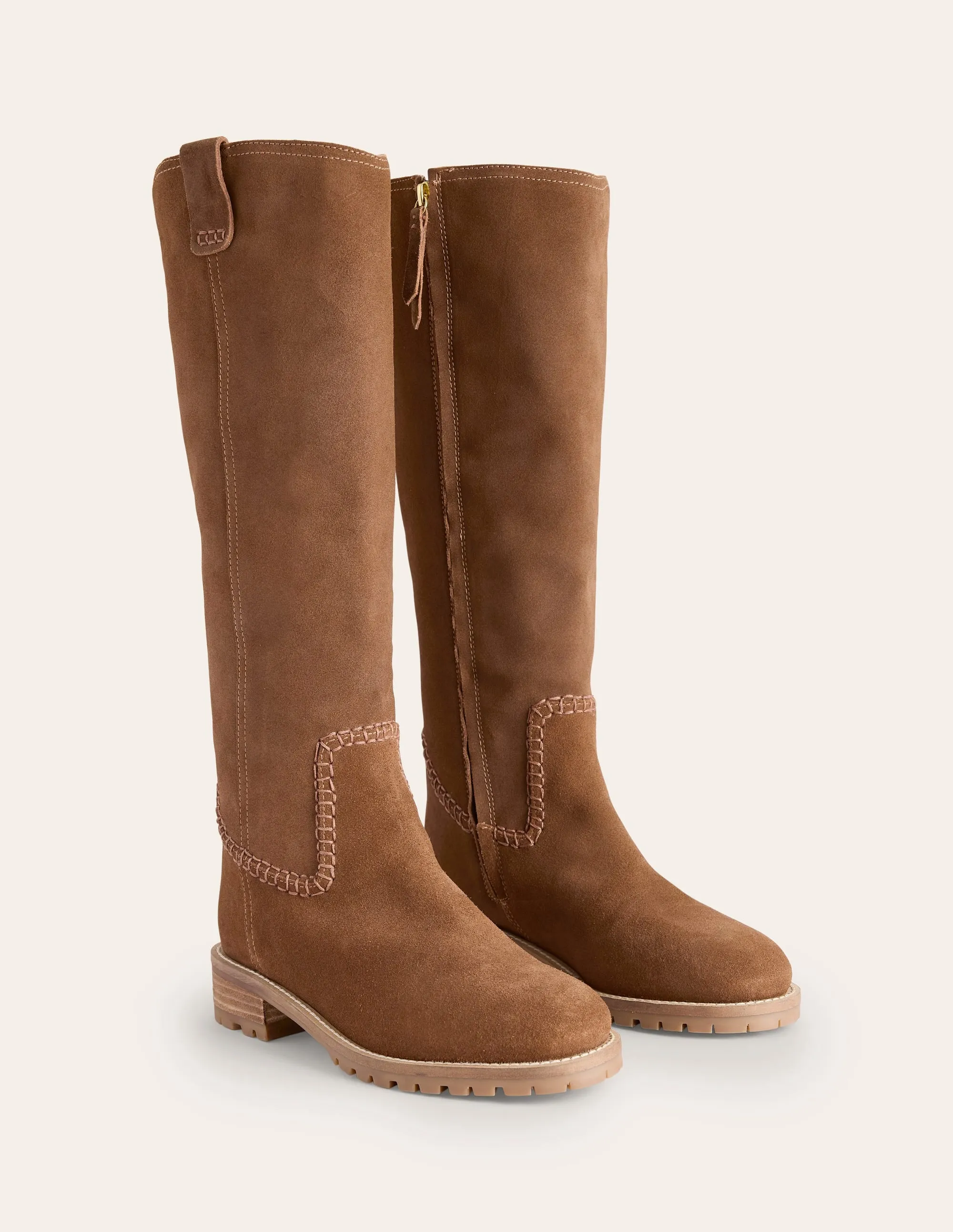 Flat Knee Boots-Tan