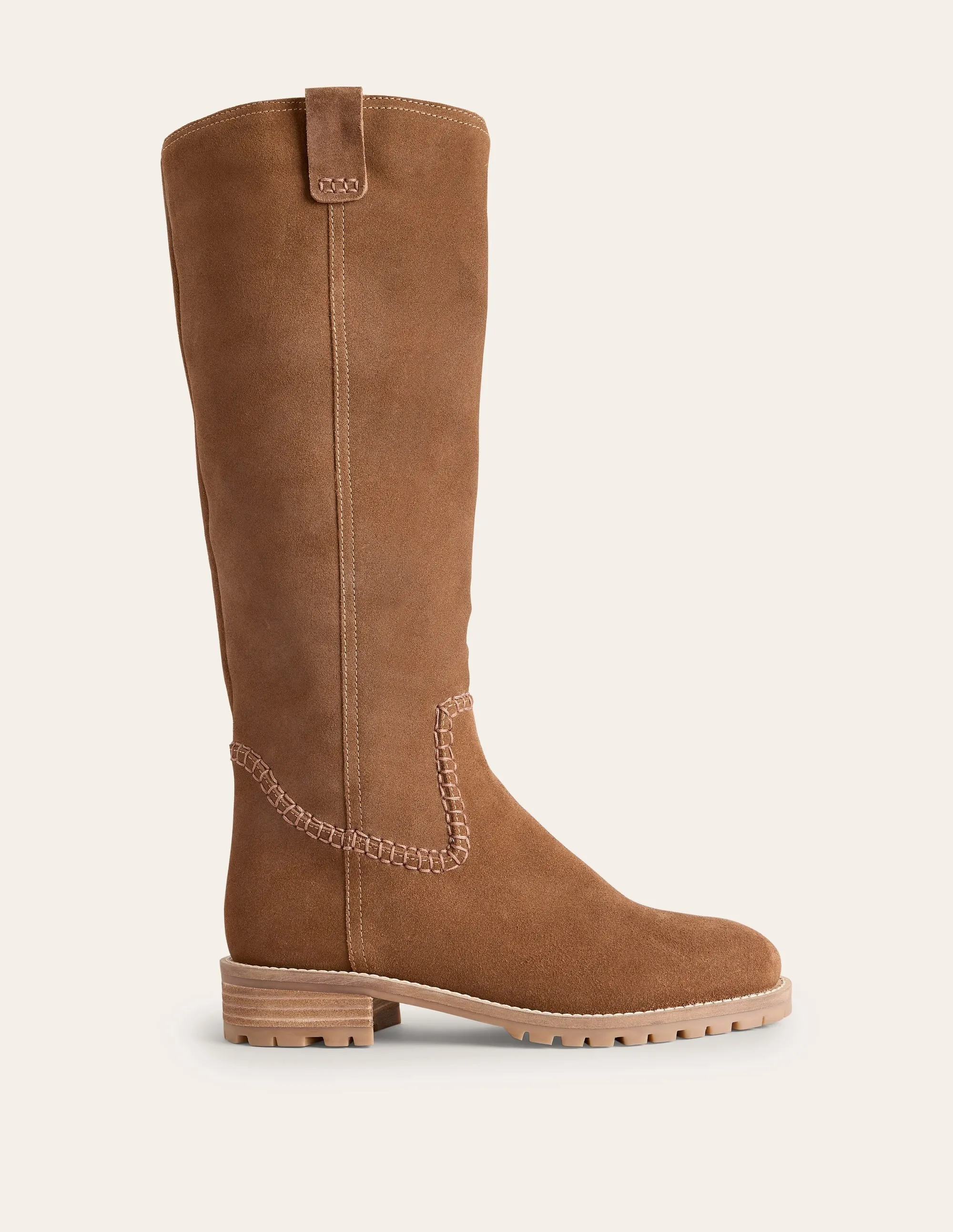 Flat Knee Boots-Tan