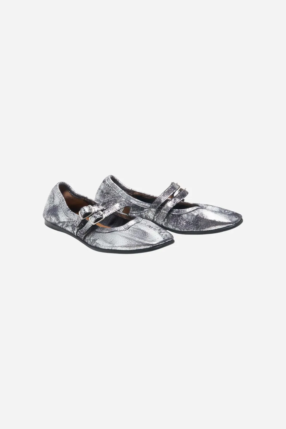 Free People Shoes Gemini Ballet Flat in Silver Distressed