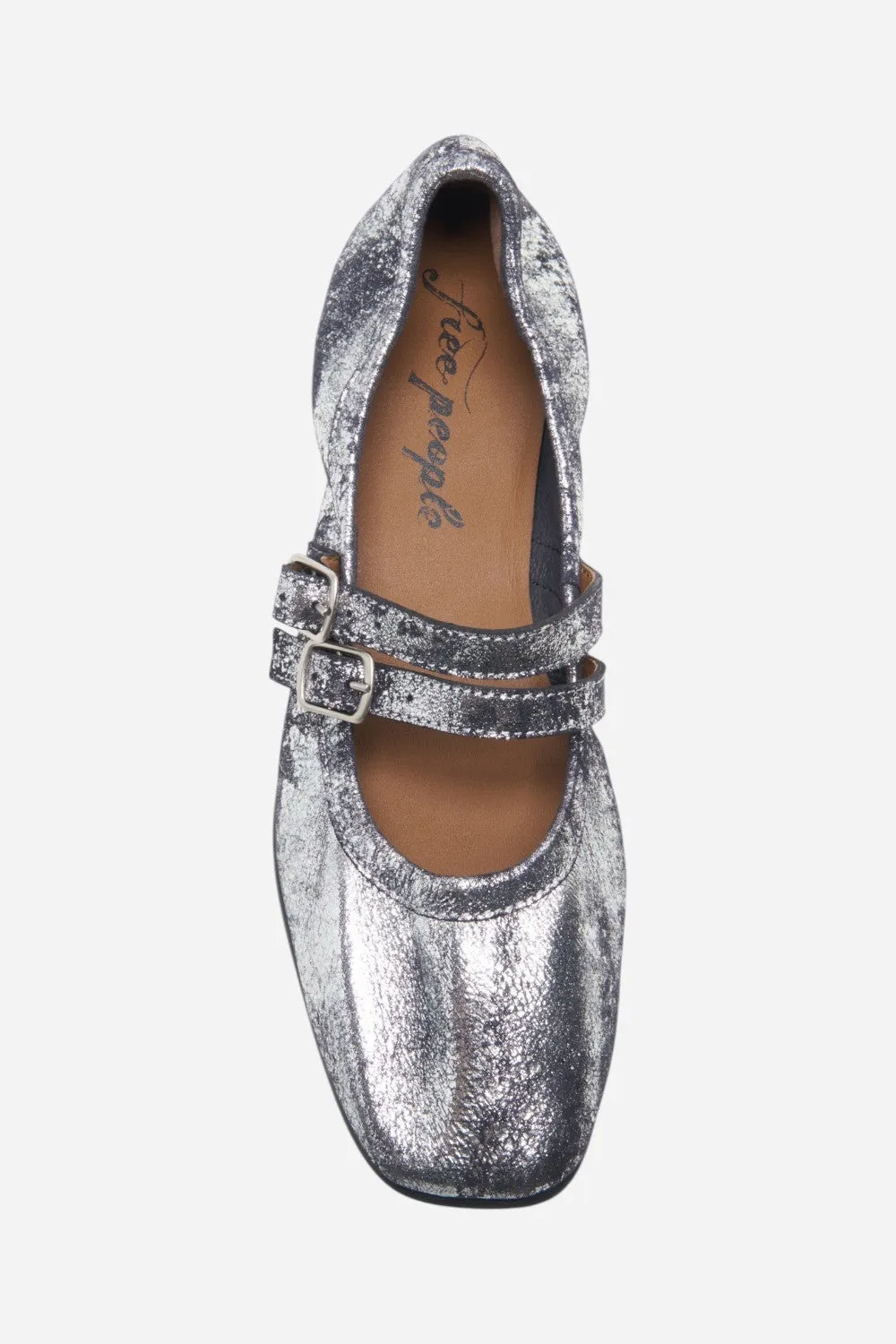 Free People Shoes Gemini Ballet Flat in Silver Distressed