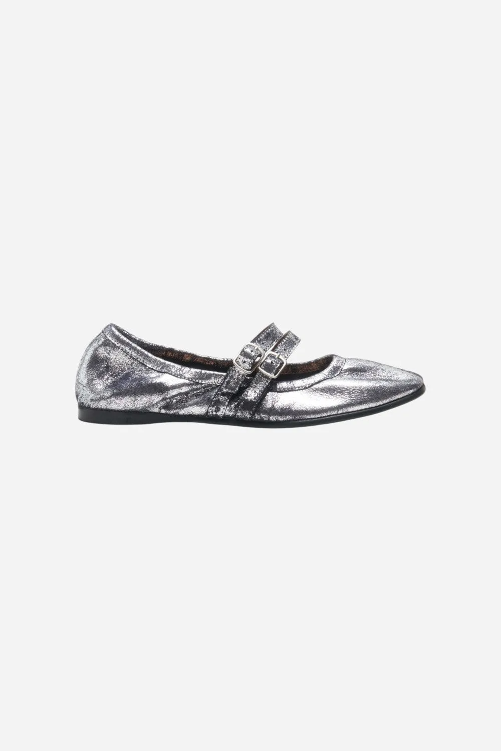 Free People Shoes Gemini Ballet Flat in Silver Distressed