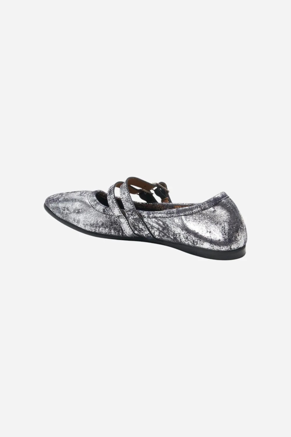 Free People Shoes Gemini Ballet Flat in Silver Distressed