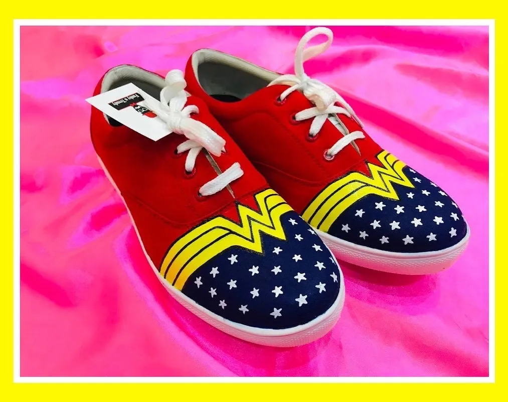 Funky N Trendy hand painted water resistant red shoes/  shoes / blue shoes / funky shoes