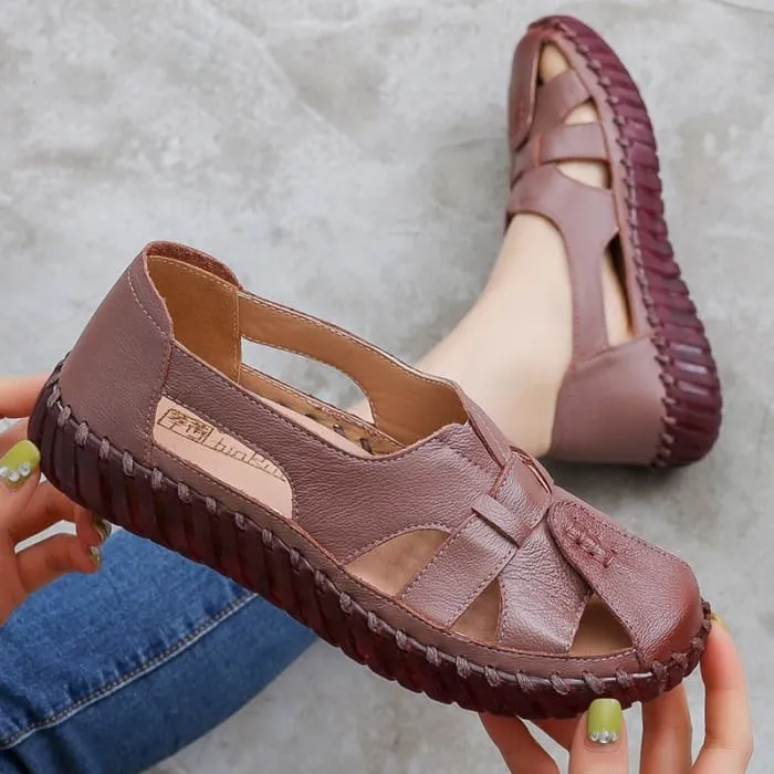 Genuine Leather Hollow Breathable Woman Shoes