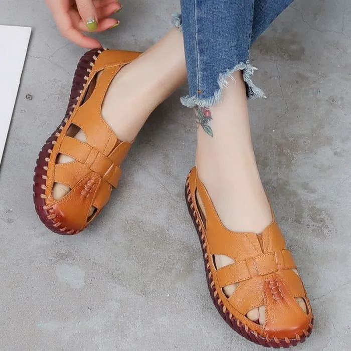 Genuine Leather Hollow Breathable Woman Shoes