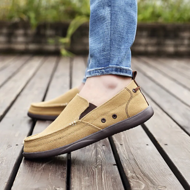 GRW Orthopedic Men Shoes Canvas Lightweight Breathable Slip-On Walking Casual Shoes