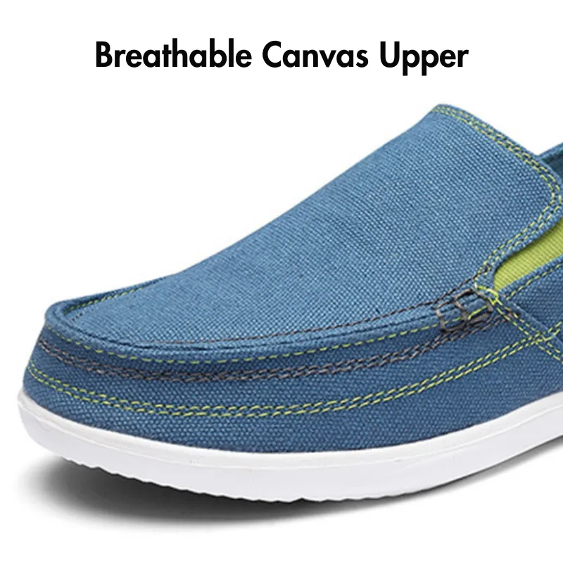 GRW Orthopedic Men Shoes Canvas Lightweight Breathable Slip-On Walking Casual Shoes