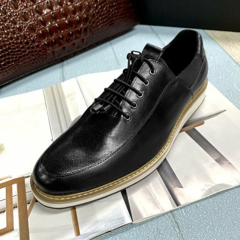 Hand-Crafted Tanned Leather Breathable Dress Casual Oxfords