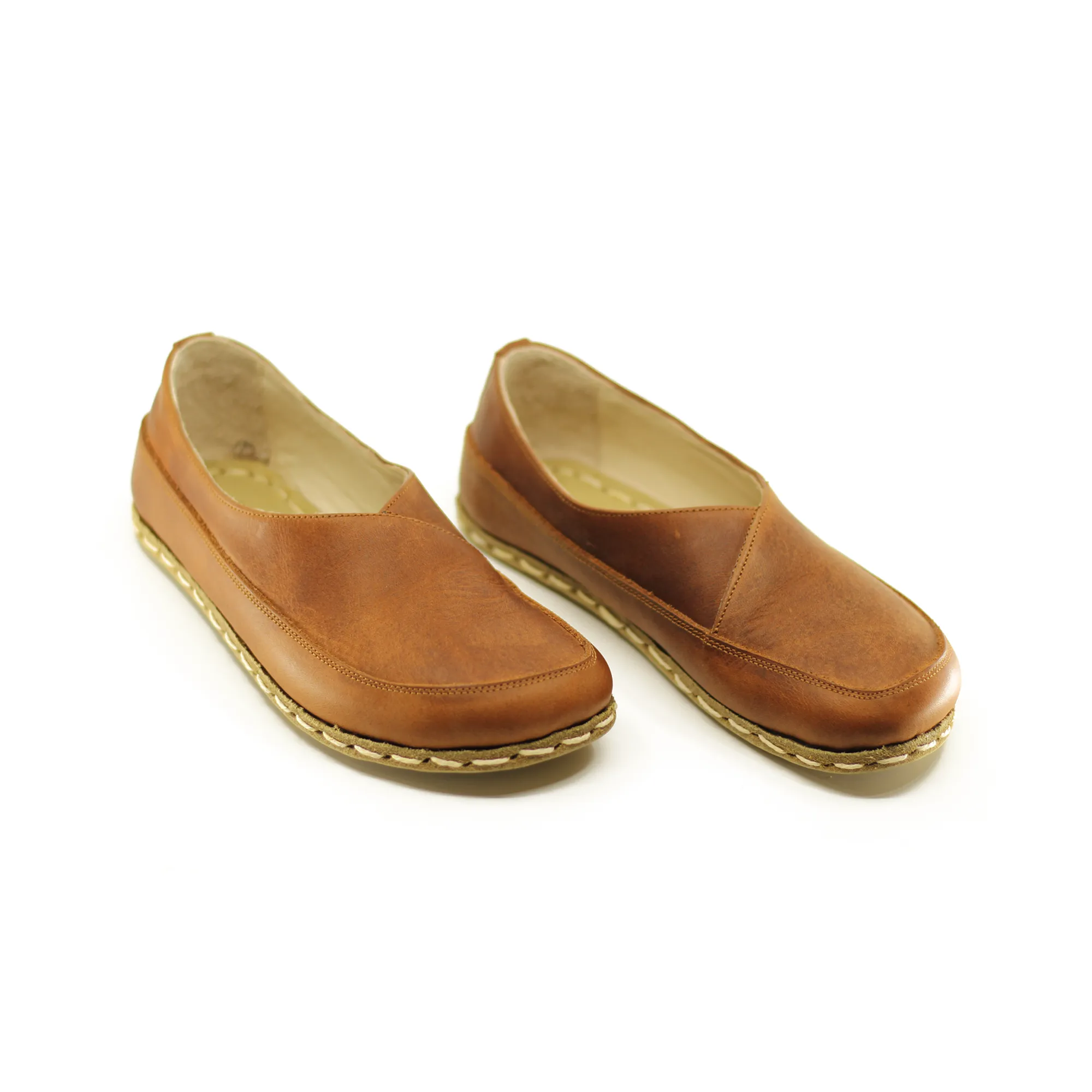 Handmade Barefoot Loafers for Women Crazy New Brown