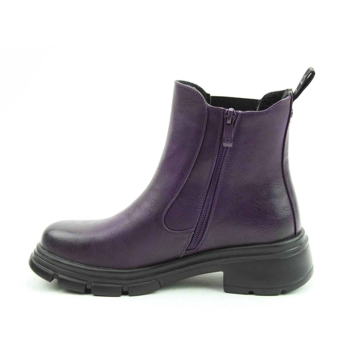 Heavenly Feet Remy Ladies Purple Vegan Side Zip Ankle Boots