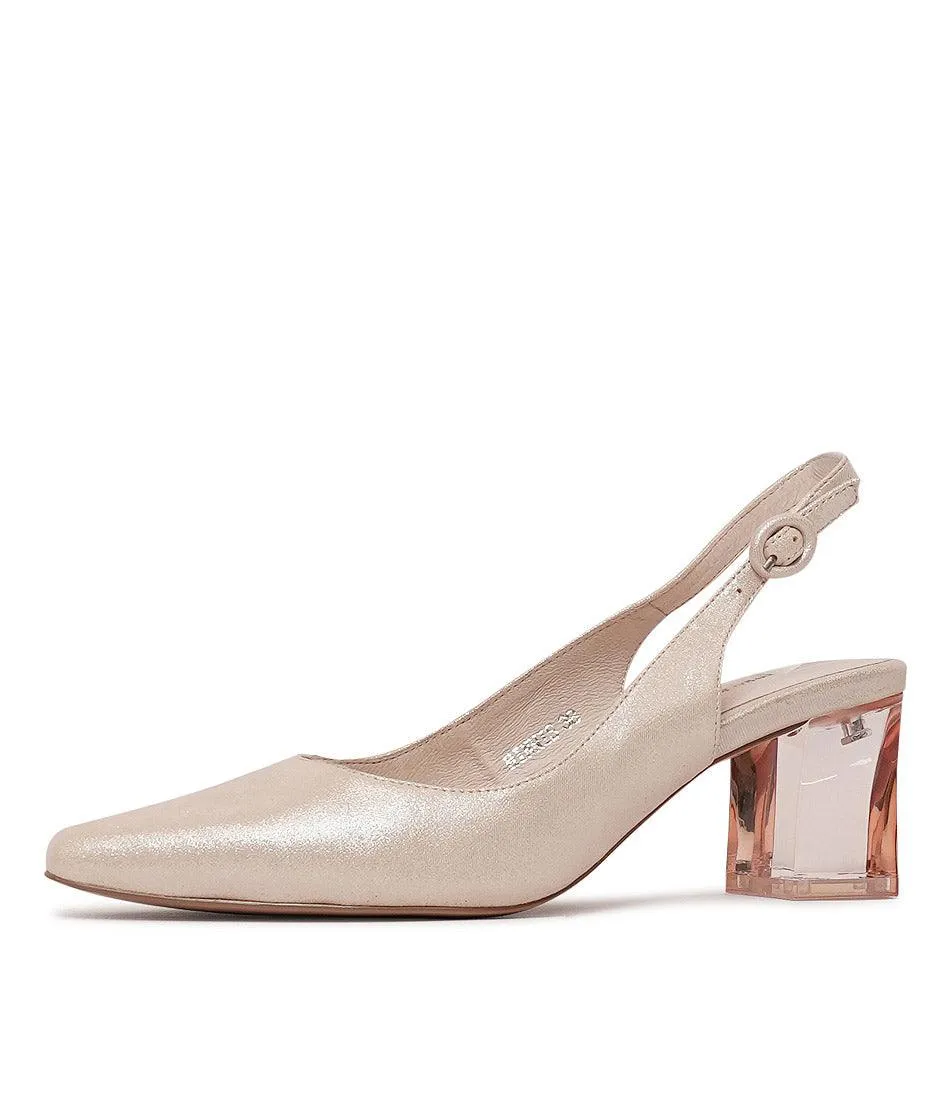 Hinnis Nude Shimmer Leather Heels