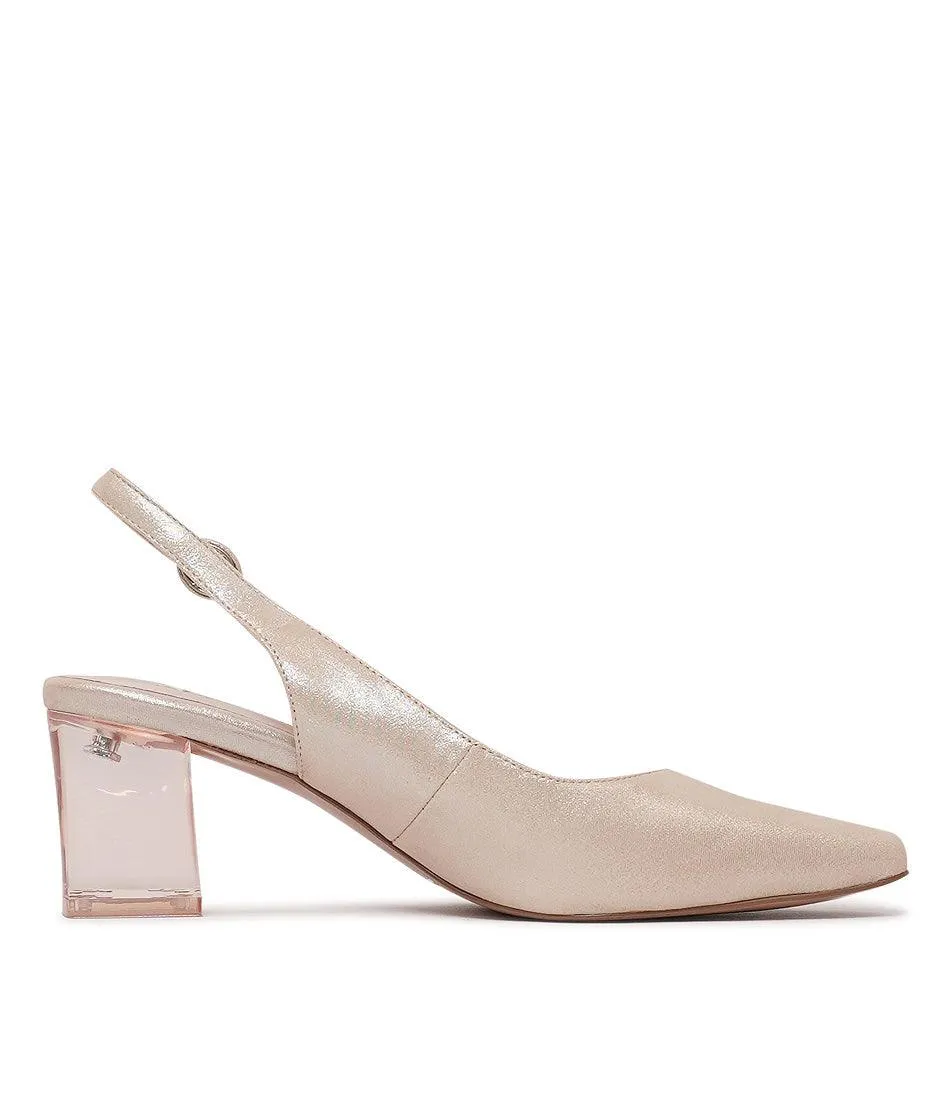 Hinnis Nude Shimmer Leather Heels