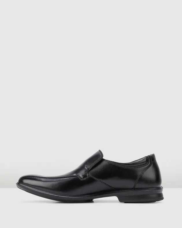 HUSH PUPPIES CAHILL LEATHER SLIP ON DRESS SHOE - BLACK