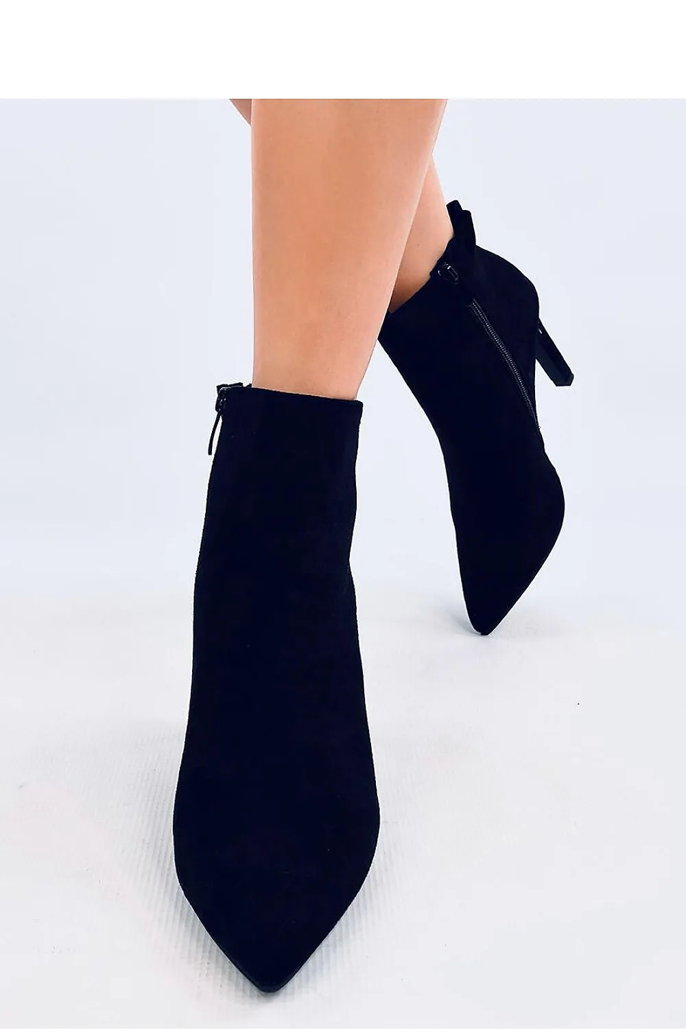 INELLO Women's Black Suede European Ankle Stiletto Boots