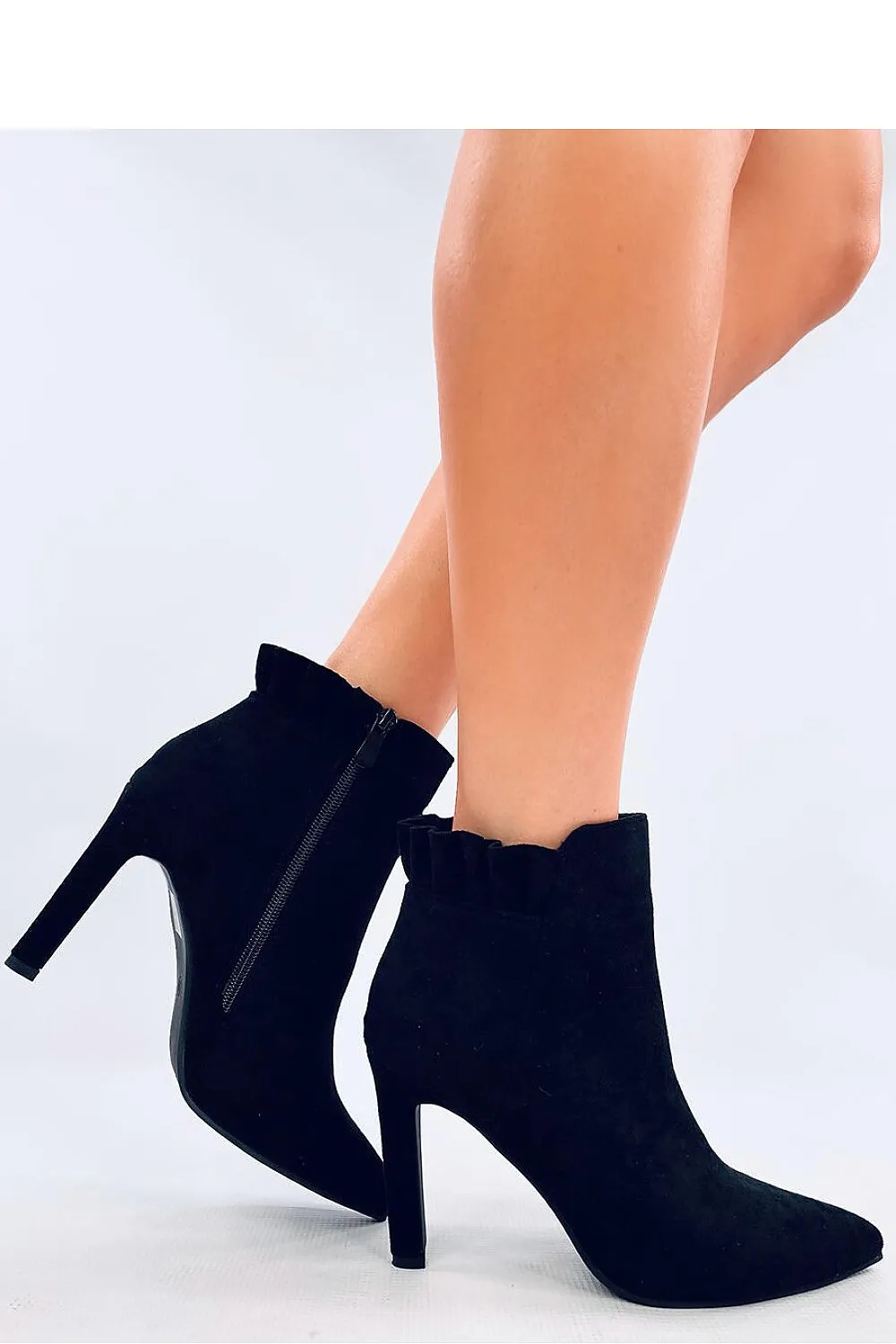 INELLO Women's Black Suede European Ankle Stiletto Boots