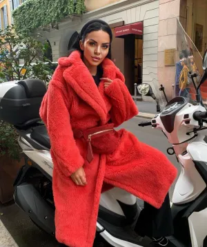 Jasmine Red Faux Fur Coat - Limited Stock