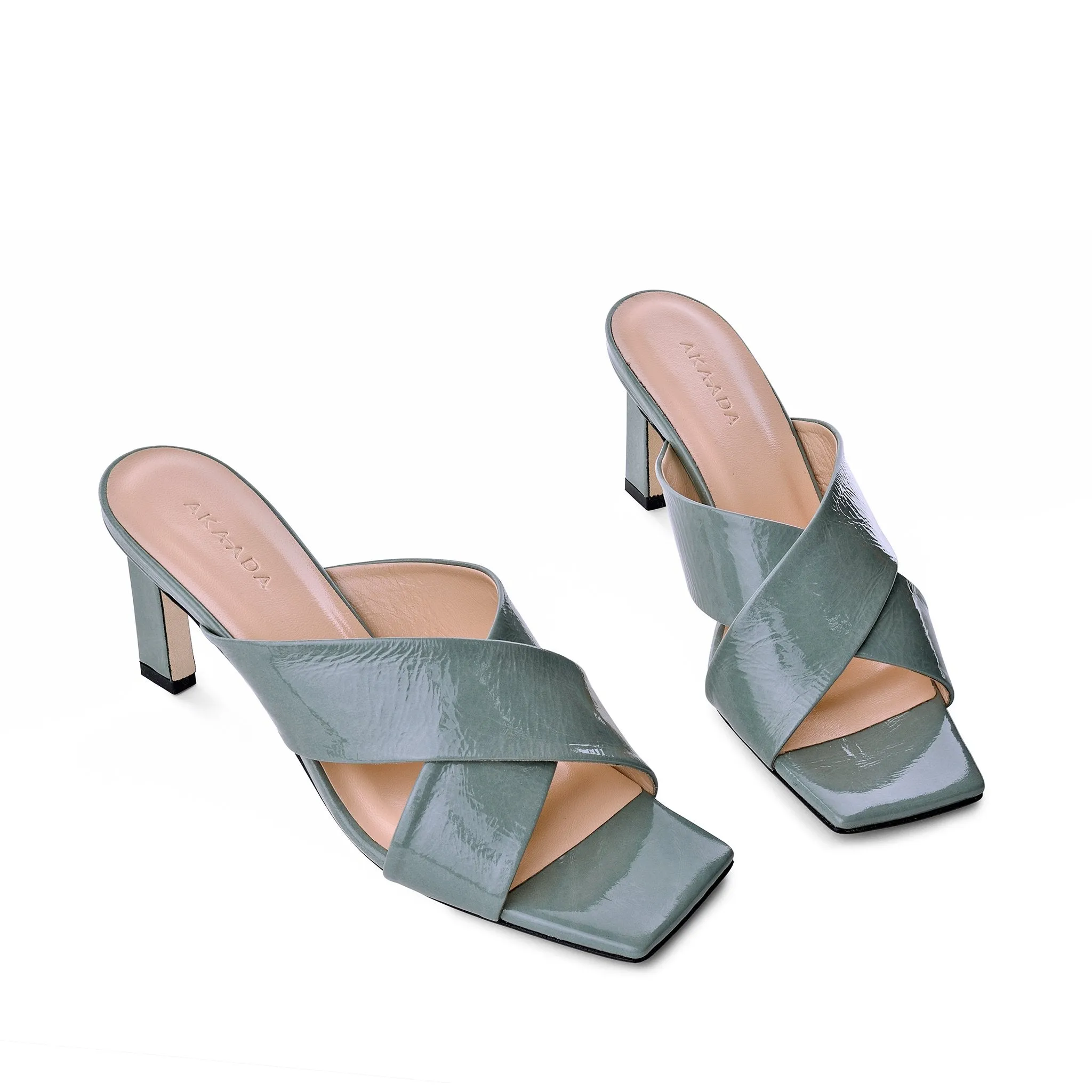 Kaori Avocado Green Soft Naplak Mules