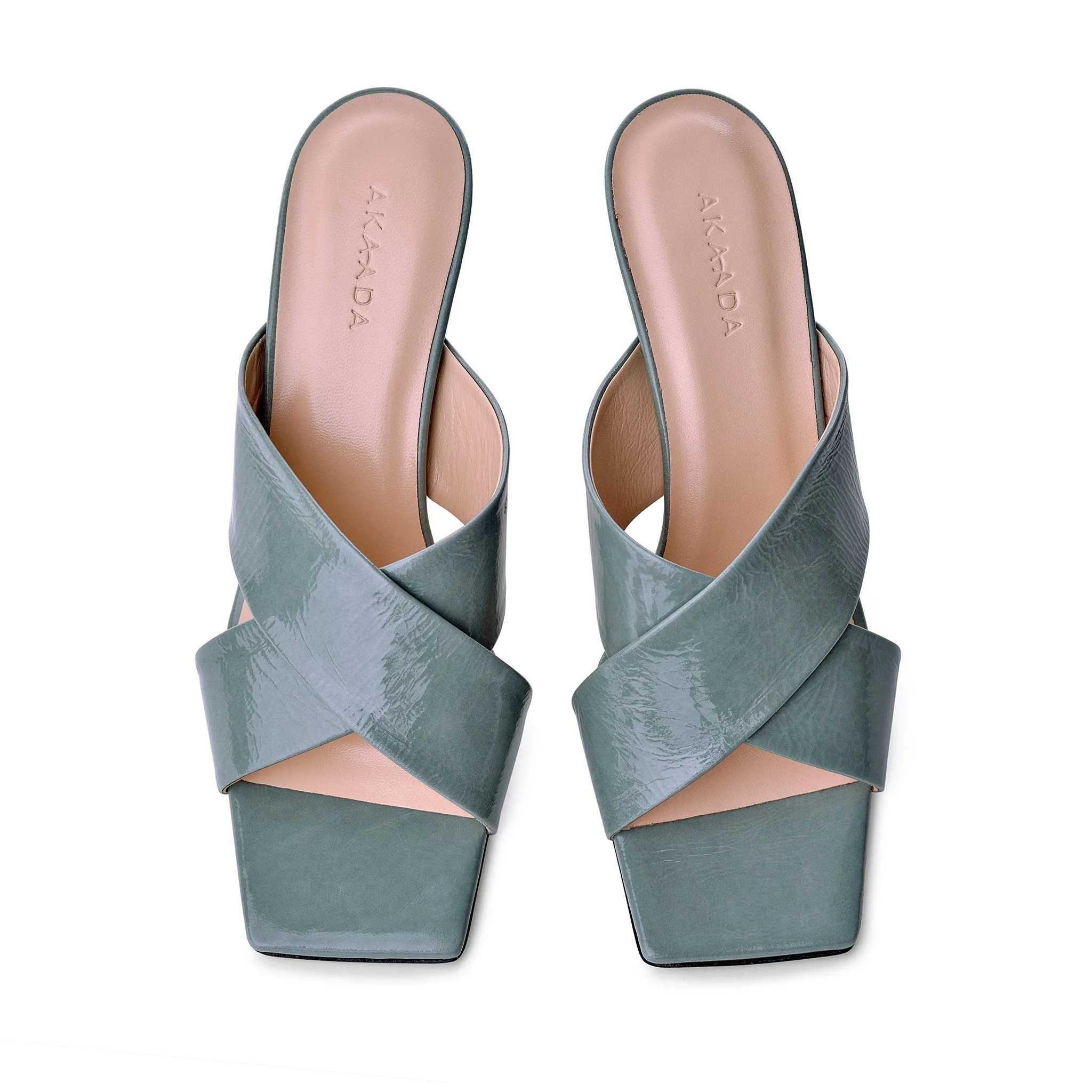 Kaori Avocado Green Soft Naplak Mules